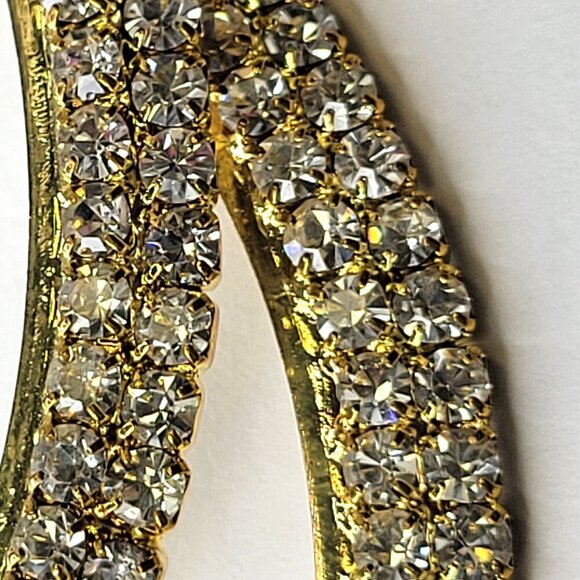 Gold Tone Hoop Crystal Encrusted Hoop Earrings - Picture 3 of 6